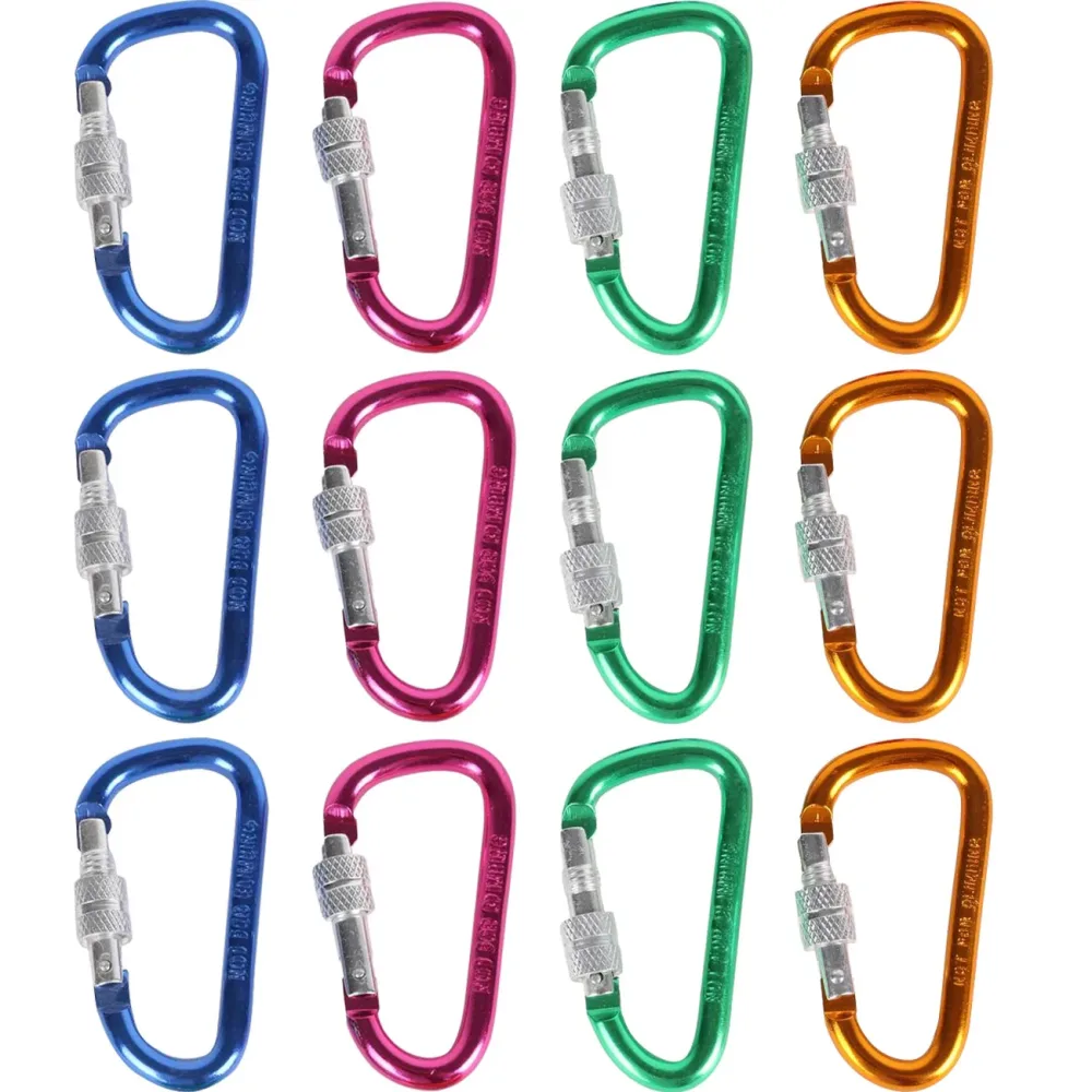 Buntes Mini-Karabiner-Set mit Schraubverschluss, 12-tlg.