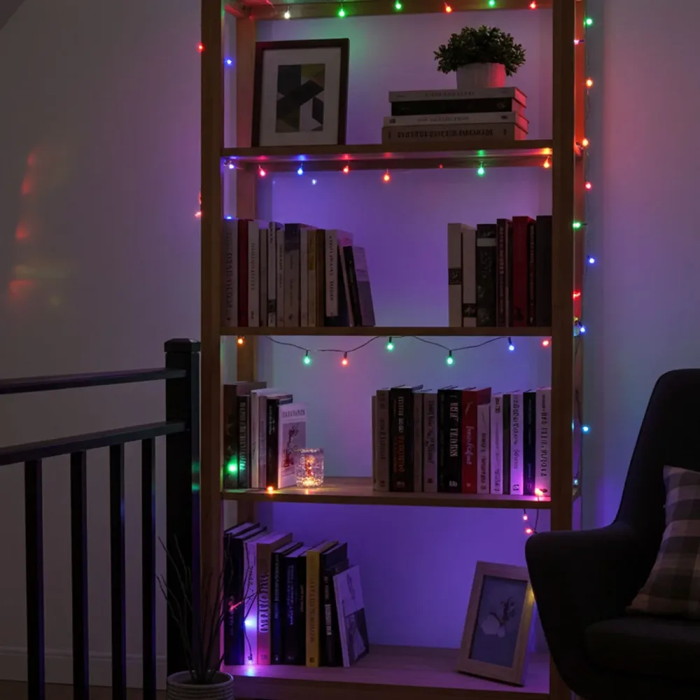 Lichterkette multicolor, ca. 2,9m, für Innen und Aussen, 40 LEDs, Batterie, Timer, IP44