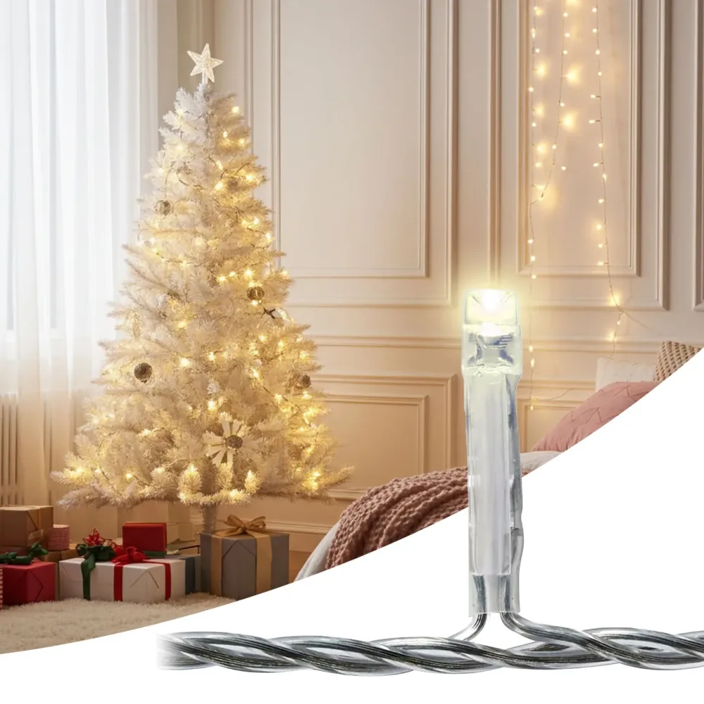 LED Lichterkette warm-weiss, ca. 1,7 m, 8 Leuchtmodi und Timer, Batterie, IP44
