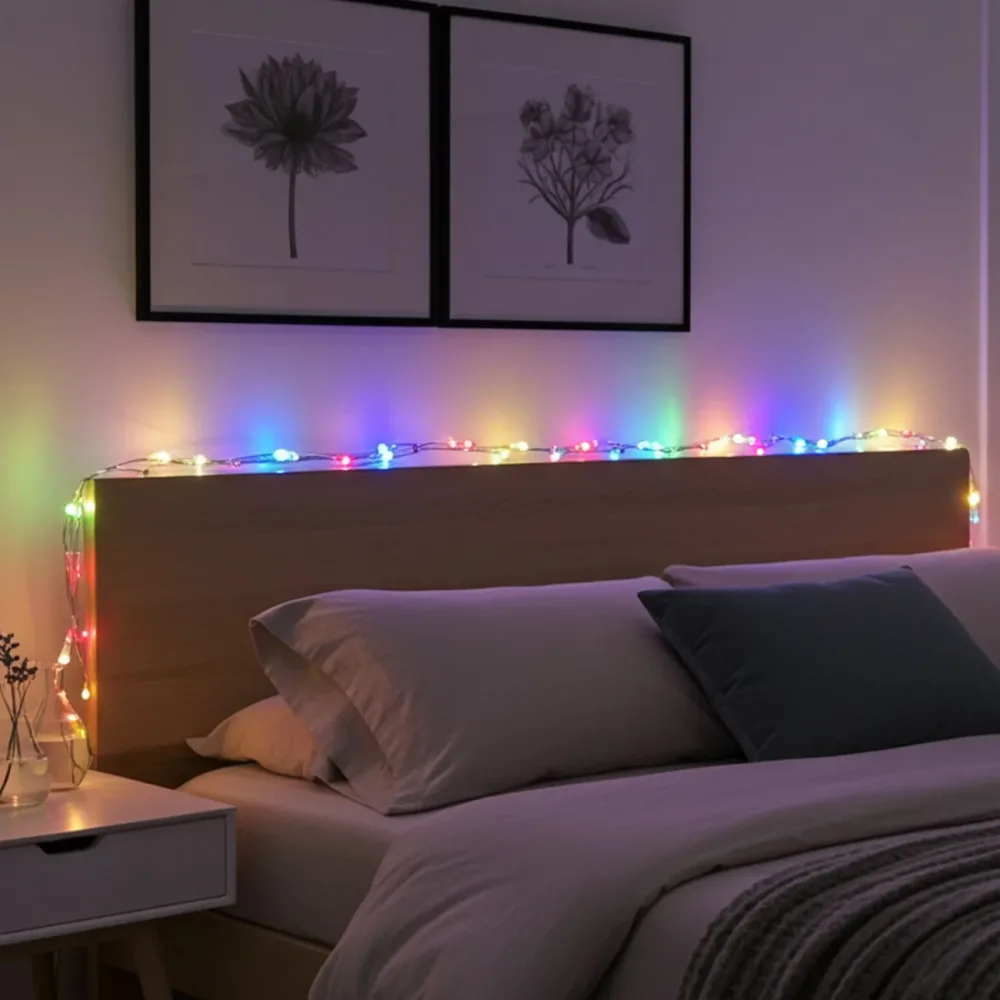 Multicolor Draht-Lichterkette, 80 LEDs, IP44, batteriebetrieben, L ca. 425 cm