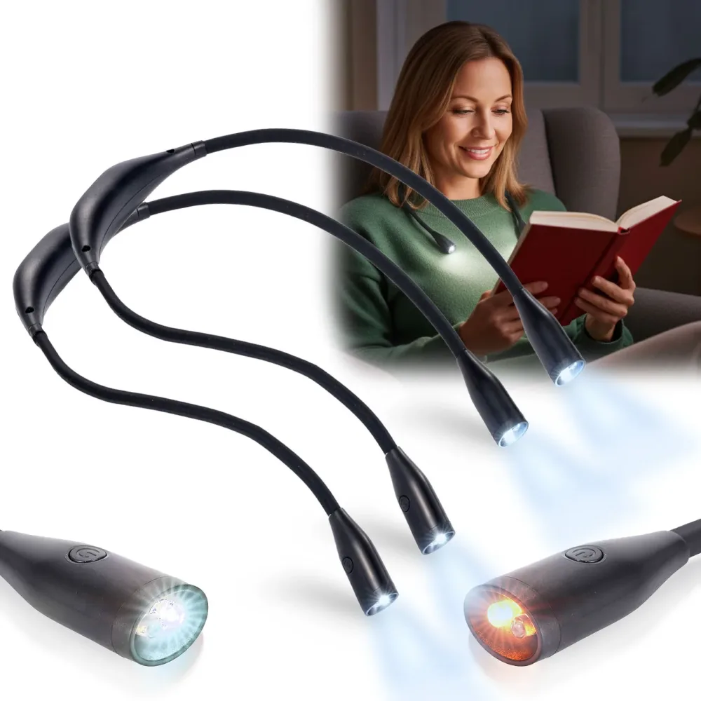 2er-Set LED-Leseleuchte zum Umhängen, dimmbar, Akku, 3 Farbtemperaturen