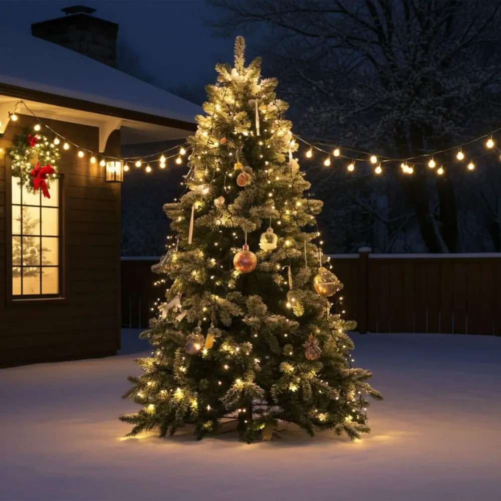 2er-Set Weihnachtsbaum-Überwurf-Lichterkette, 320 LEDs & 8 Girlanden je 2,7 m, IP44
