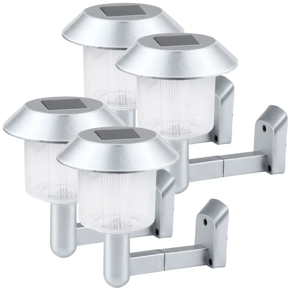 4er-Set Solar-Wandleuchte, silber