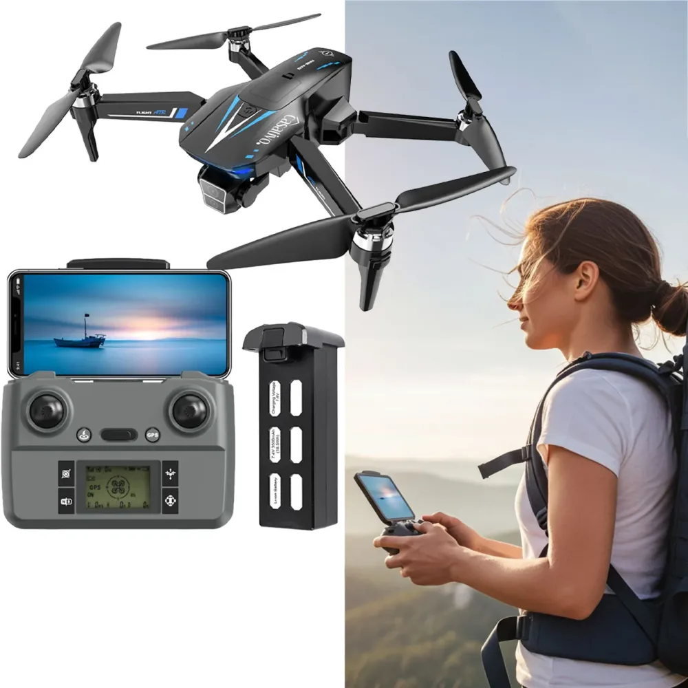 GPS-Drohne mit Full-HD-Kamera, faltbar, 800m Reichweite, inkl. Zusatzakku
