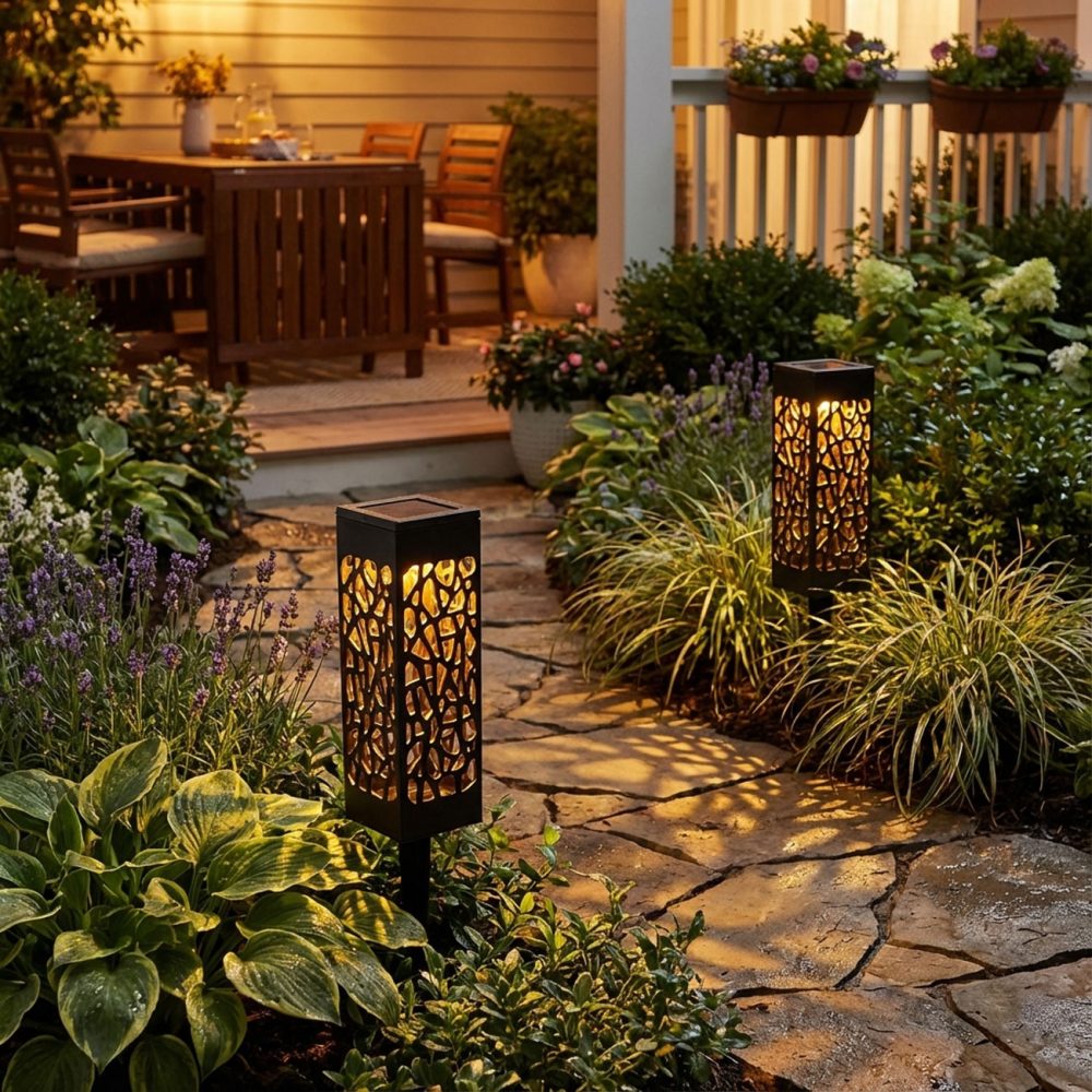 2er-Set Solar Schattenlampe mit Erdspiess