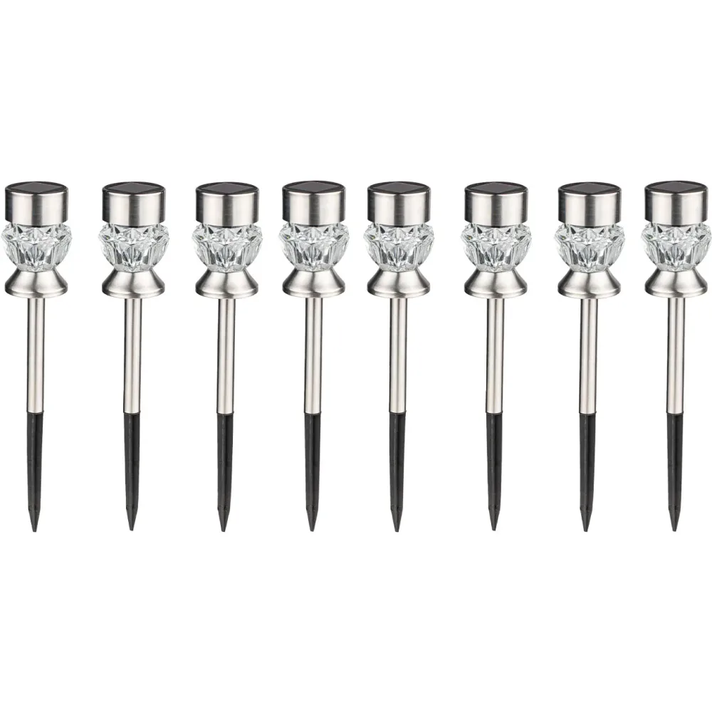 8er-Set LED Solarlampen Gartenstecker, RGB+Weiss, Ø 7 x H 36cm