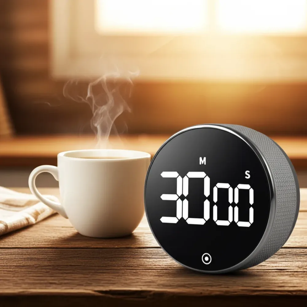 Digitaler Küchen-Timer mit Drehrad, LCD-Display, Magnethalter & Alarm