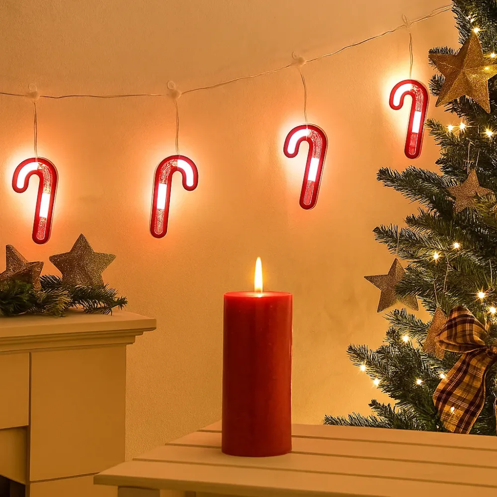 LED Lichtervorhang Zuckerstange, 100 x 58 cm