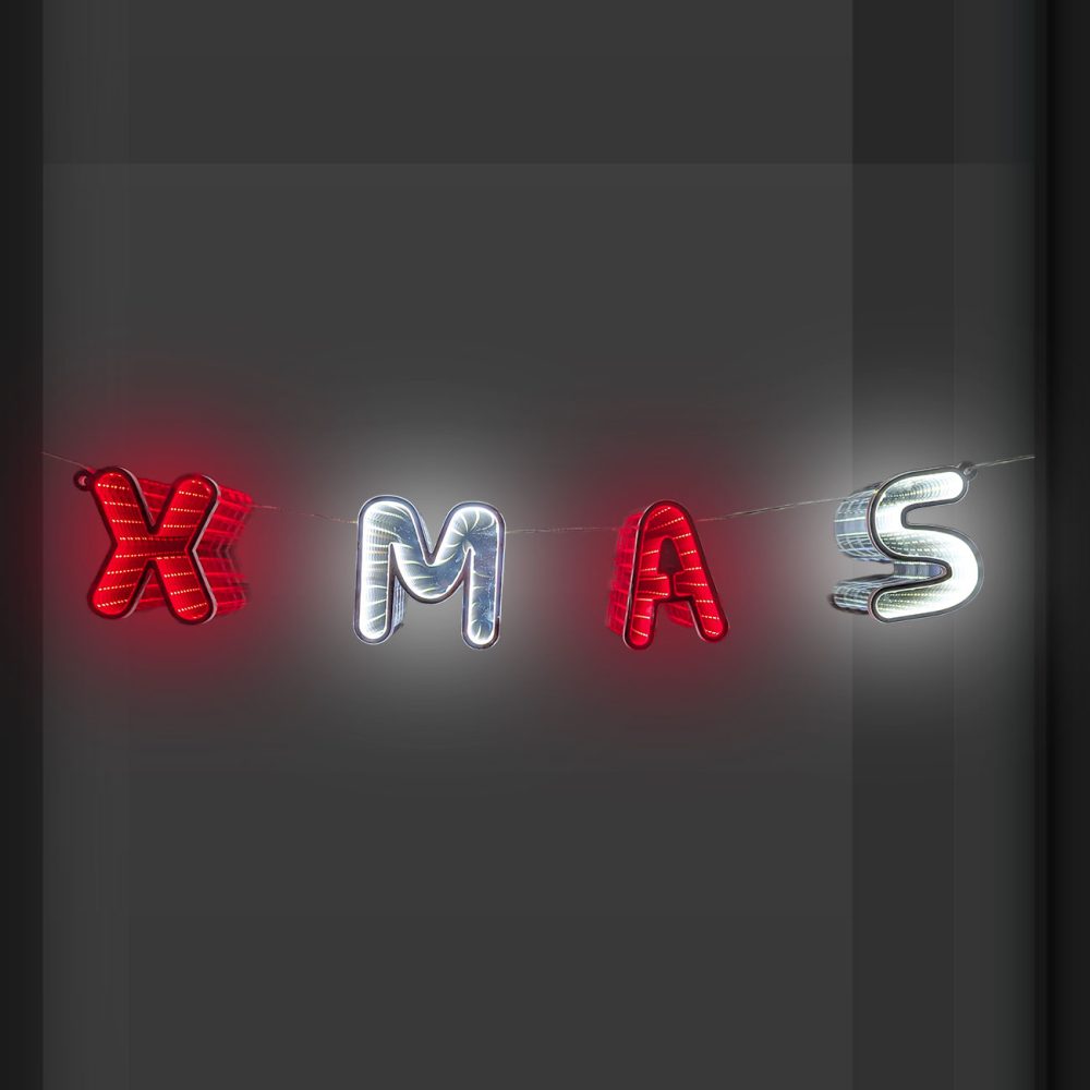 Festlicher LED XMAS Schriftzug für Fenster & Innenbereich, 100 x 17 cm