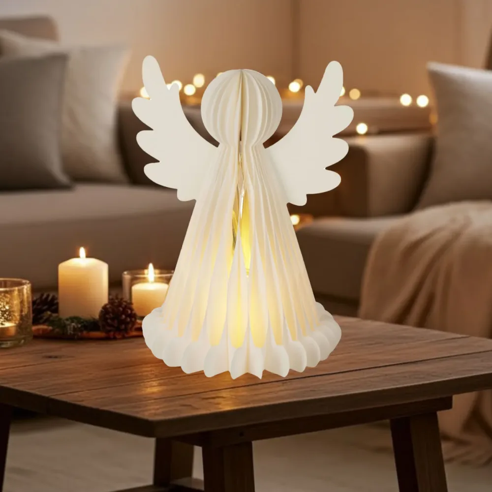 LED Engel Wabenpapier mit 6h Timer, 35 x 34 x 50 cm