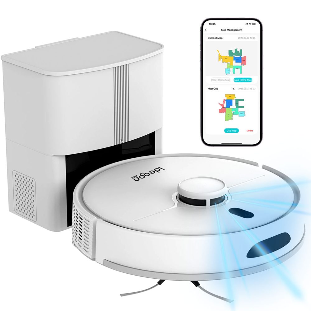 Saugroboter mit Wischfunktion, SmartLife, App-Steuerung, Laser-Navigation, weiss