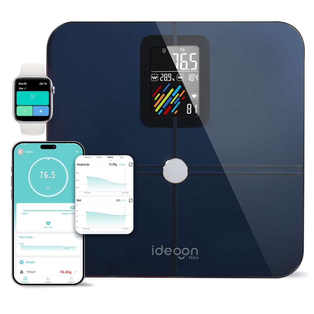 Körperanalysewaage aus Glas, App, max. 180 kg