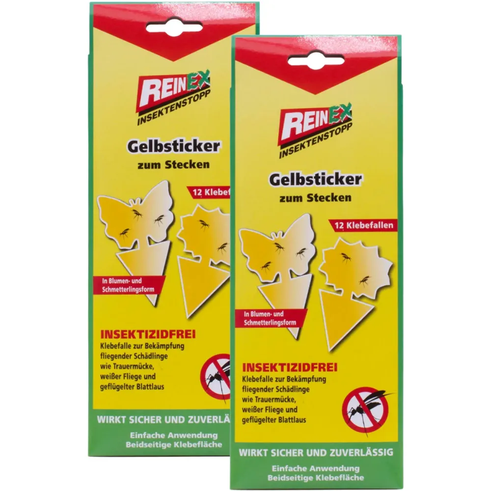 2er-Set Insektenstopp Gelb-Sticker, 12er