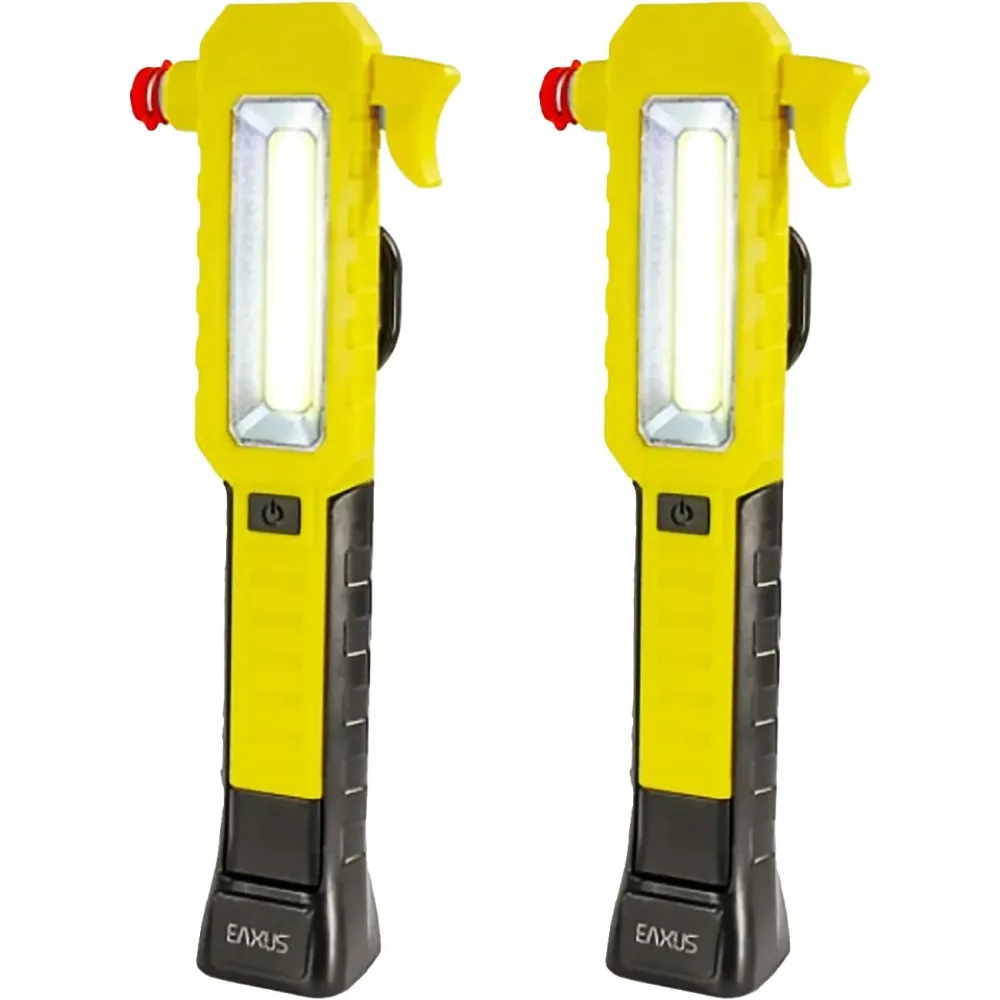 2er-Set Kfz-Taschenlampe ProGuard mit Notfall-Hammer, Gurtschneider, Haken & Magneten