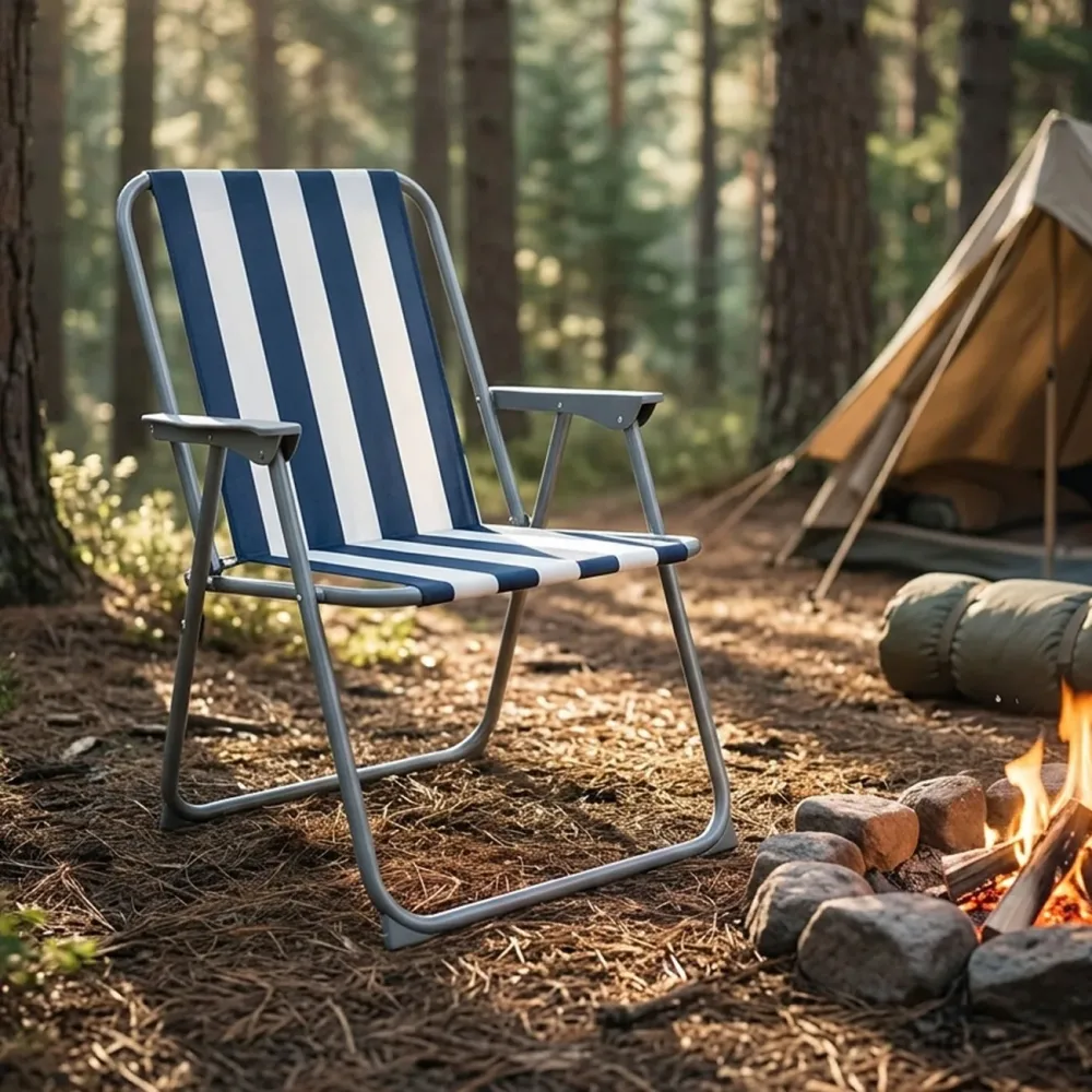 Camping Klappstuhl, blau/weiss