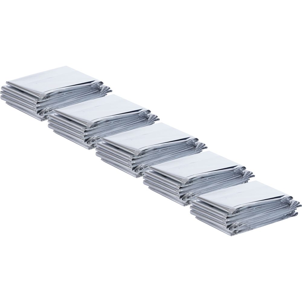 5er-Set Rettungsdecke, Notfalldecke, 210 x 160 cm, silber