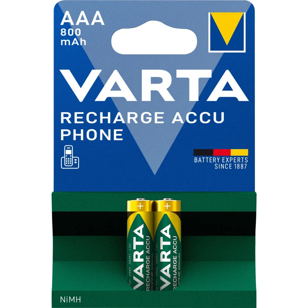 VARTA Batterie Akku Phone 58398101402 T398, AAA/HR03, 2 St&uuml;ck