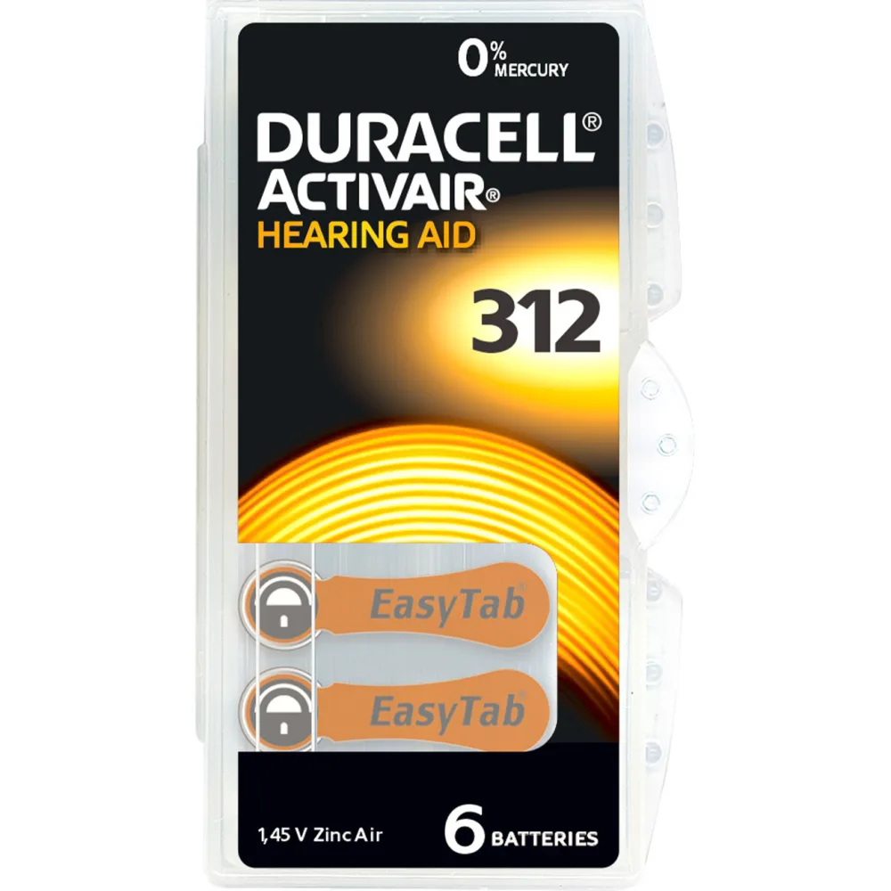 Duracell Hörgerätebatterie ZA312 1.45 V 6 St. 160 mAh Zink-Luft Activair 312