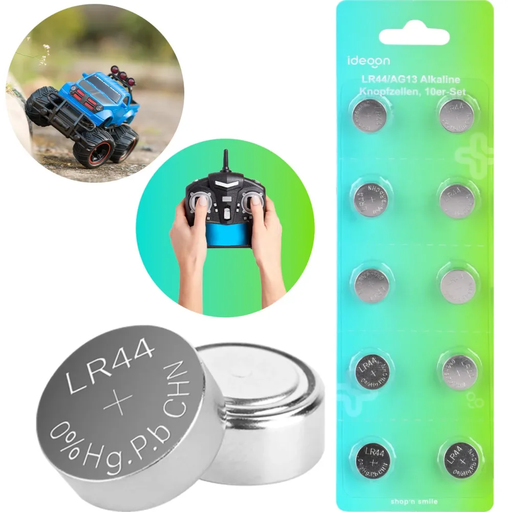 LR44/AG13 Alkaline Knopfzellen, 10er-Set