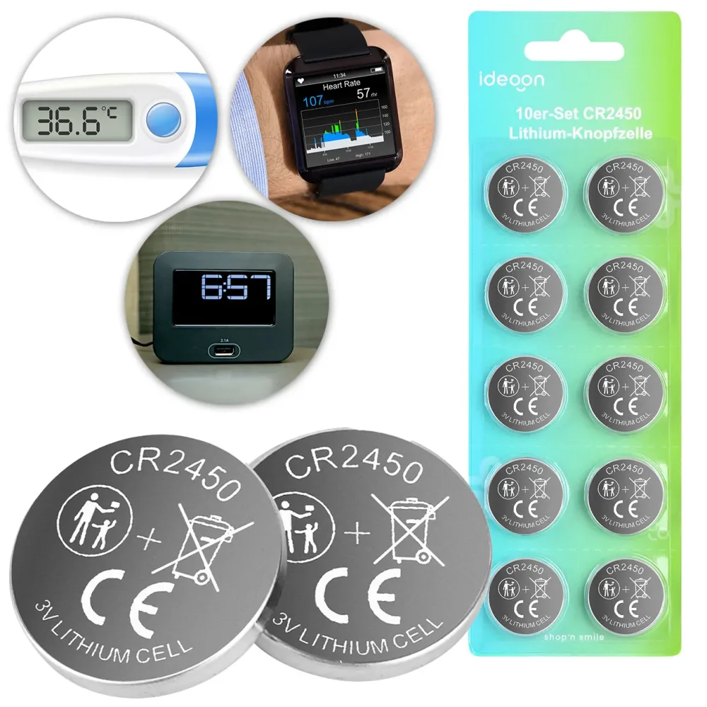 10er-Set CR2450 Lithium-Knopfzelle