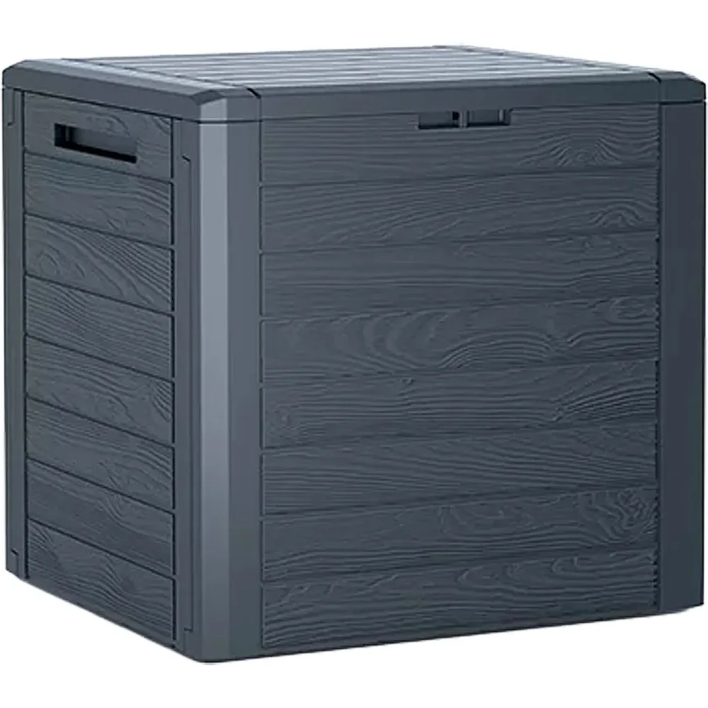 Robuste Gartenbox in Holzoptik, 46 x 58,5 x 55 cm, anthrazit