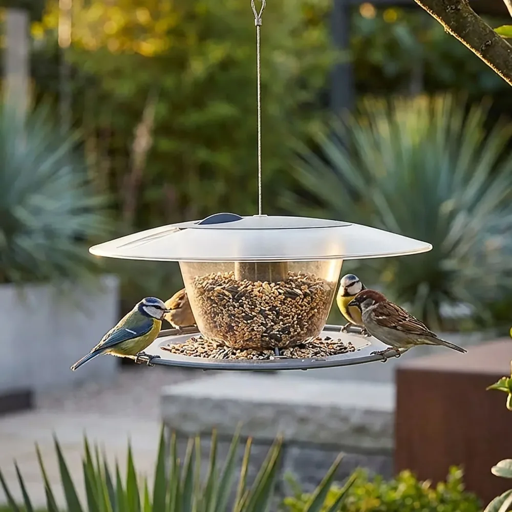 Modernes Vogelhäuschen zum Aufhängen, steingrau