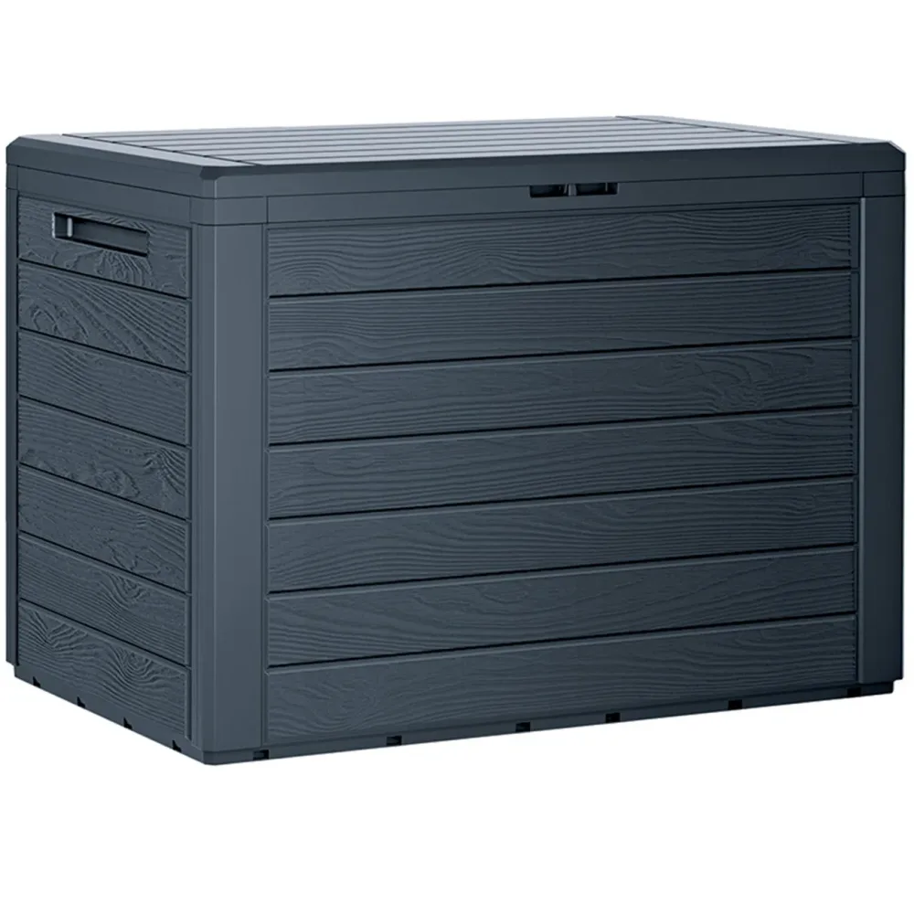Robuste Gartenbox in Holzoptik, 43,8 x 78 x 55 cm, anthrazit