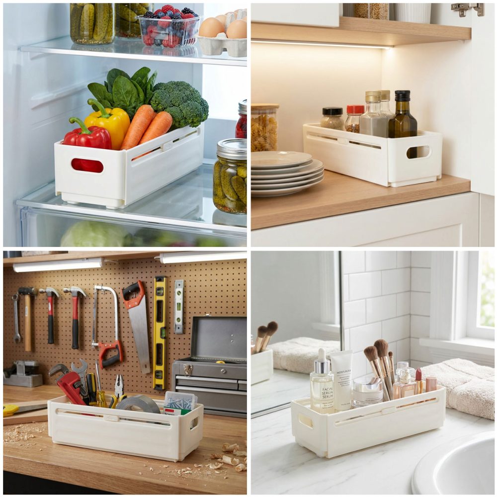 6er-Set Küchenschrank-Organizer, falt- & anpassbar, weiss