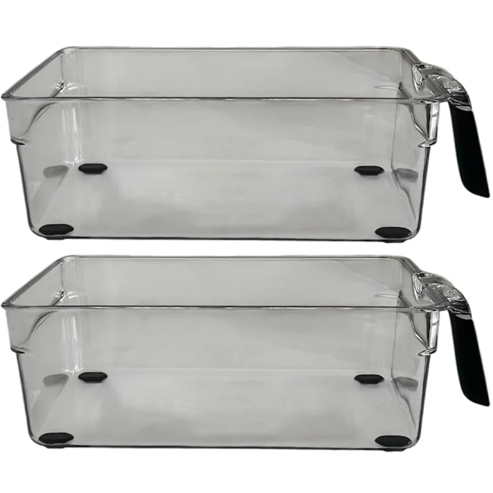 2er-Set Transparenter Kühlschrank-Organizer mit Griff 28,2 x 15,5 x 8,7 cm
