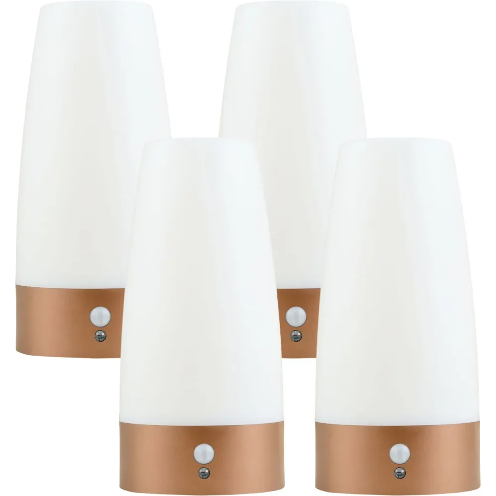 4er-Set LED-Tischlampe mit PIR-Bewegungs-Sensor, batteriebetrieben, warmweiss
