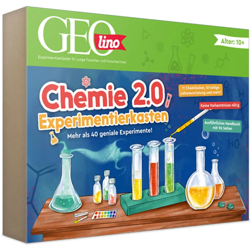 FRANZIS 67212 - GEOlino Chemie 2.0 Experimentierkasten - Mehr als 40 geniale Experimente! Für Kinder ab 10 Jahren