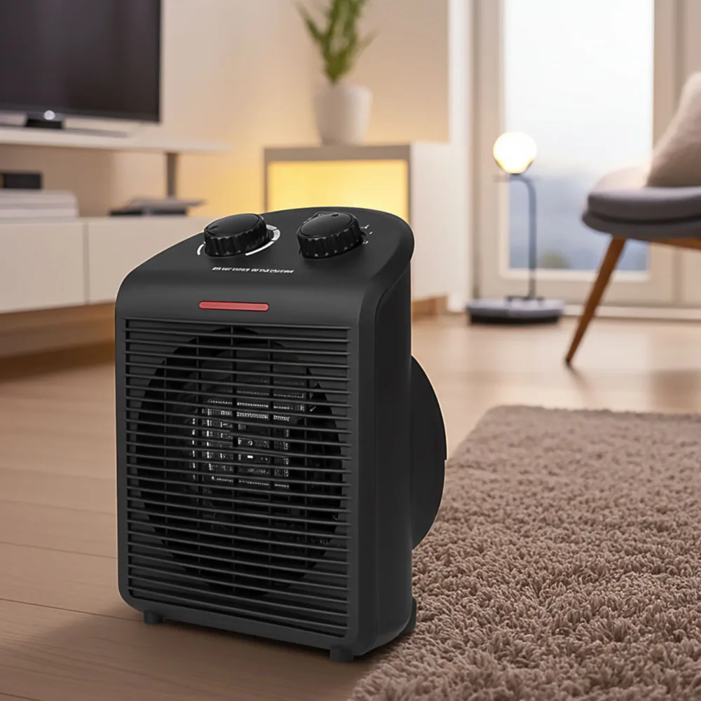 Heizlüfter mit Thermostat, schwarz, 2000W, 2 Heizstufen & Kaltluft