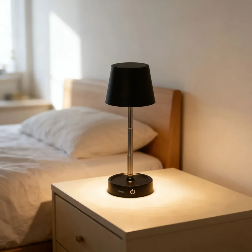Akku LED-Tischlampe mit verstellbarer Höhe, 11,5 - 28,5 cm, 118lm, IP44, schwarz