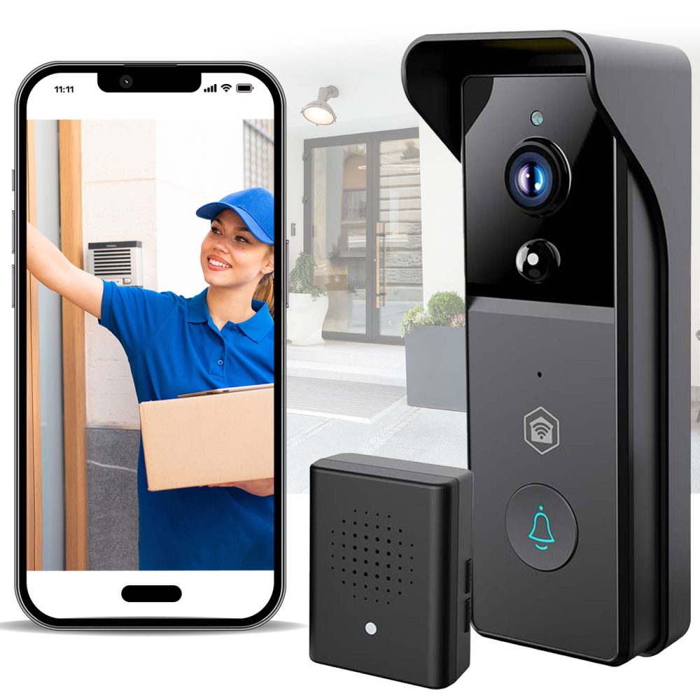 SmartLife Video-Türsprechanlage mit Bewegungssensor, schwarz