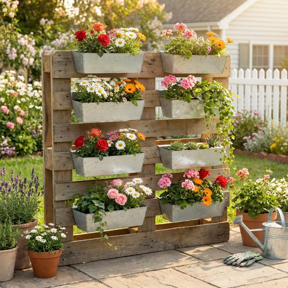 8er-Set Pflanzkasten für Europaletten, Blumenkübel aus verzinktem Metall, 38 x 12 x 10 cm