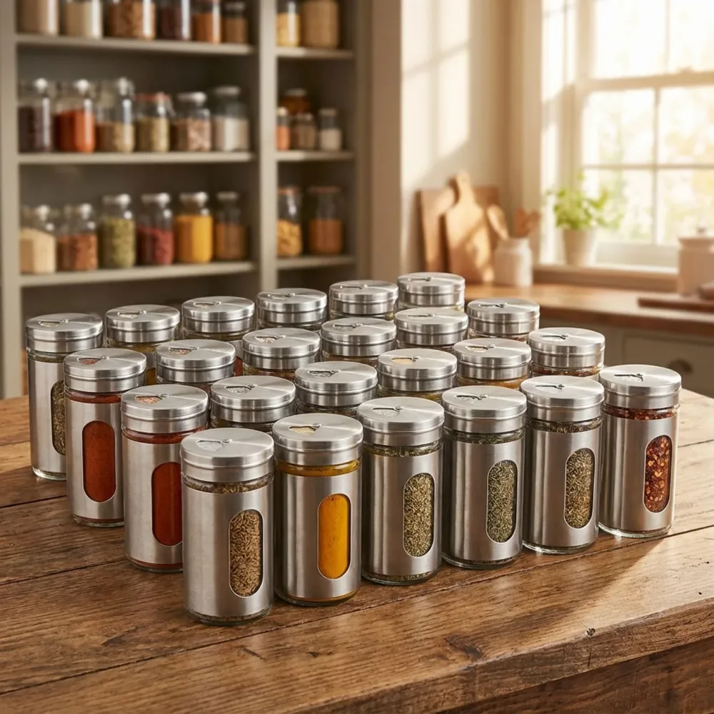 24er-Set Gewürzstreuer mit Sichtfenster, Edelstahl, 94 ml