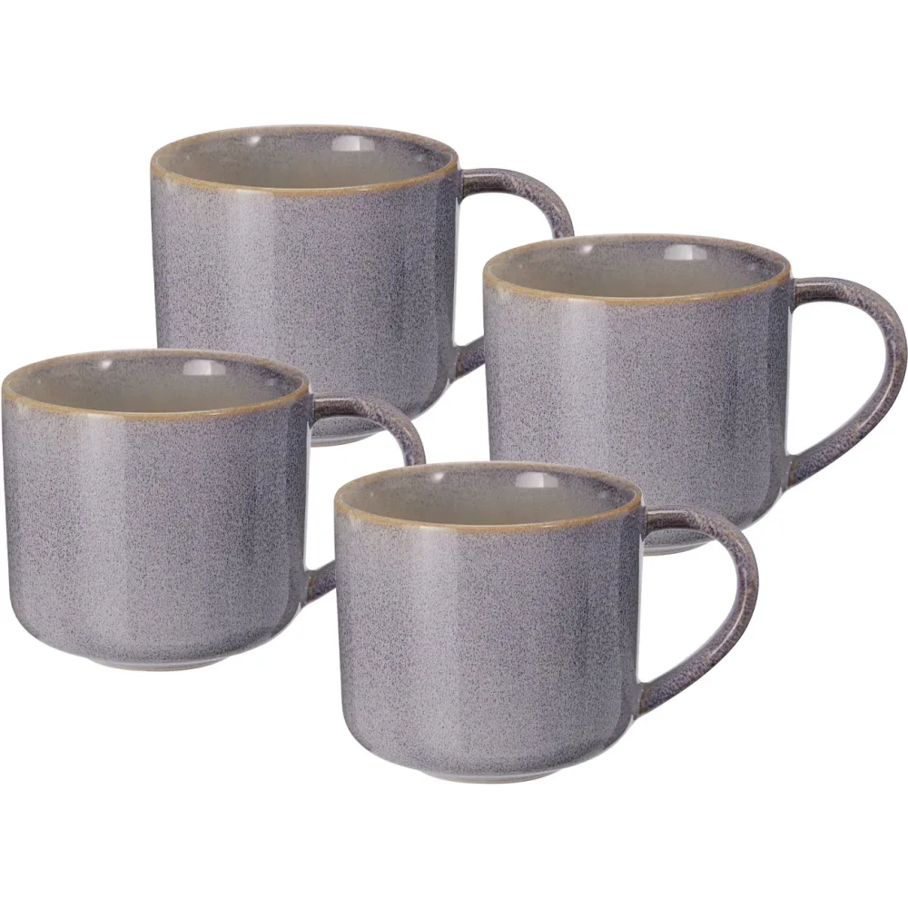 4er-Set Steinzeug Becher 332ml, blau