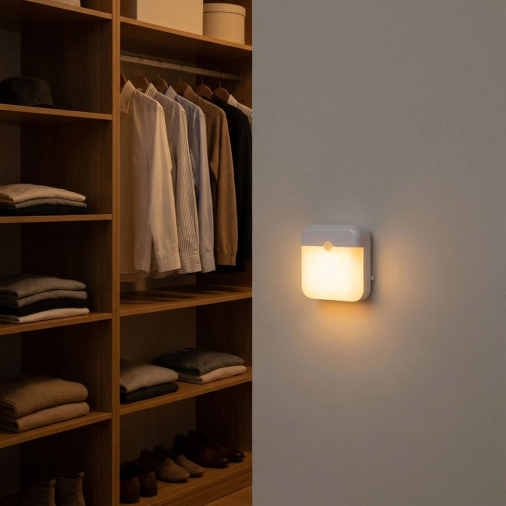LED Nachtlicht & Schrankleuchte mit Bewegungssensor, 7,8 x 8