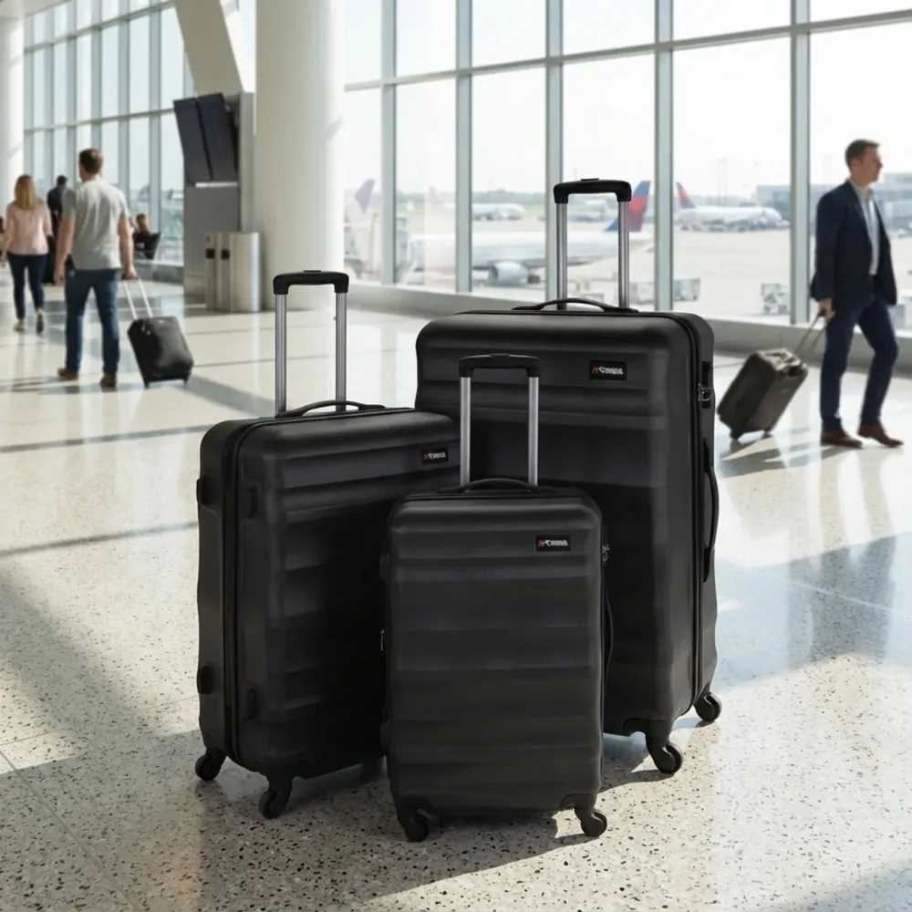 3-tlg. Trolley-Set, TSA-Schlösser, dunkel-grau
