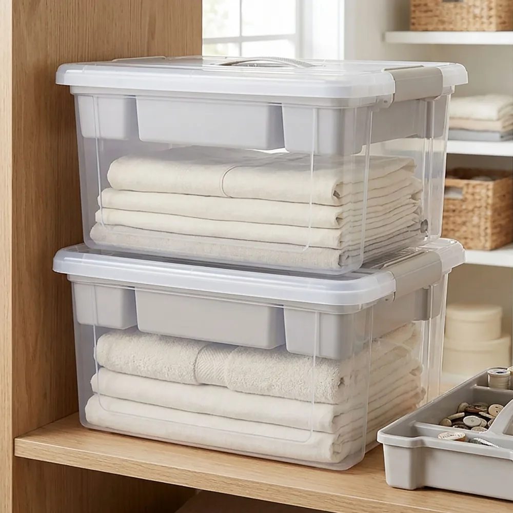2er-Set Aufbewahrungsbox 16L, 41,3 x 29,2 x 20,2 cm, transparent
