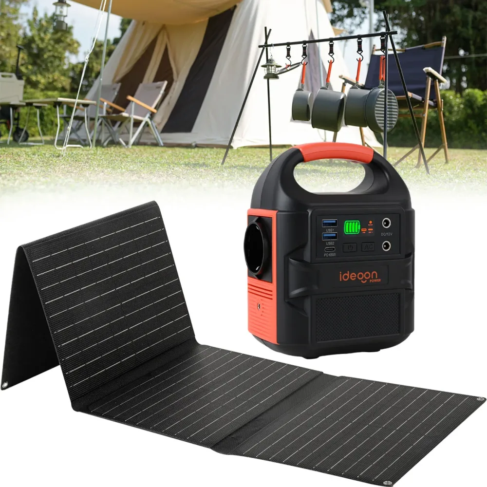Powerstation & Solargenerator mit Solarpanel 40W, LED, 120W, 12/230V, 88,8 Wh