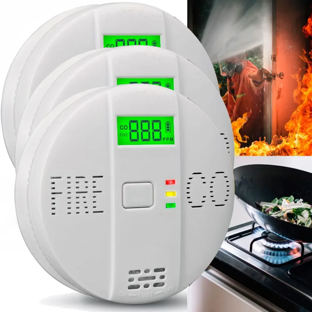 3er-Set CO & Rauchmelder Kombigerät Air-Guard Duo, 85dB, Brand- & Kohlenmonoxidalarm