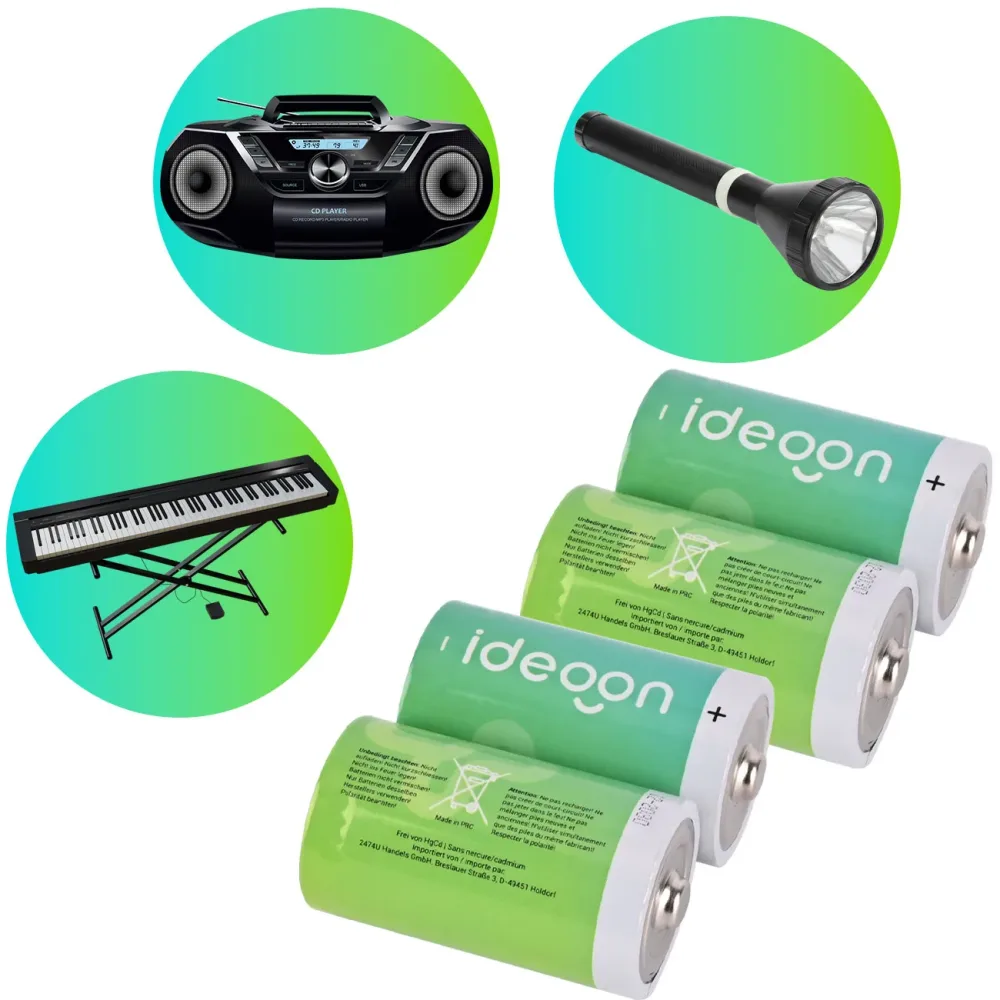 4er-Set Batterie Typ D (Mono), LR20, 1,5V