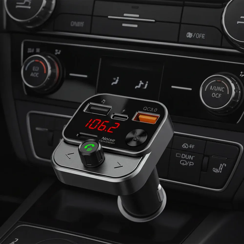 Bluetooth 5.3 FM Transmitter für Auto, Ladeadapter mit Bass-Boost & Freisprechfunktion