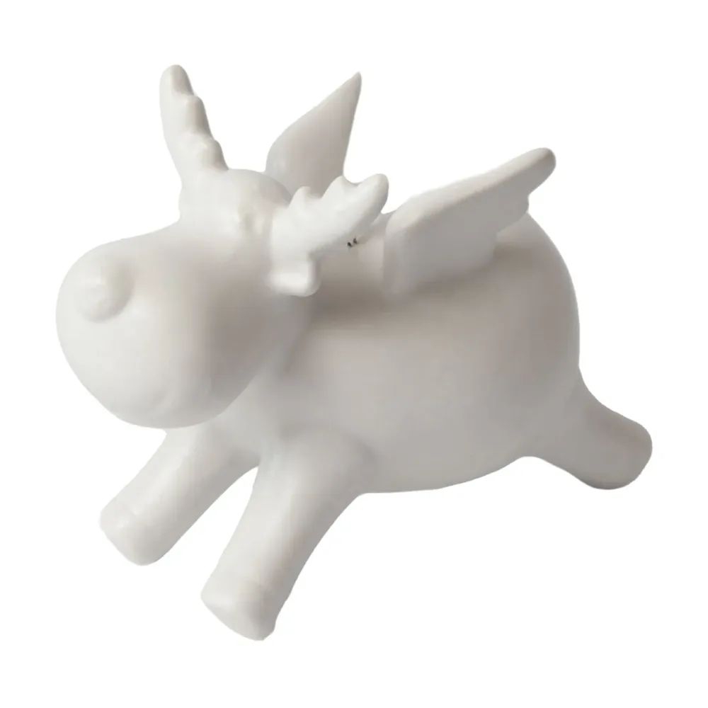Deko Rentier aus Porzellan, weiss, 12,5 x 6 x 9 cm