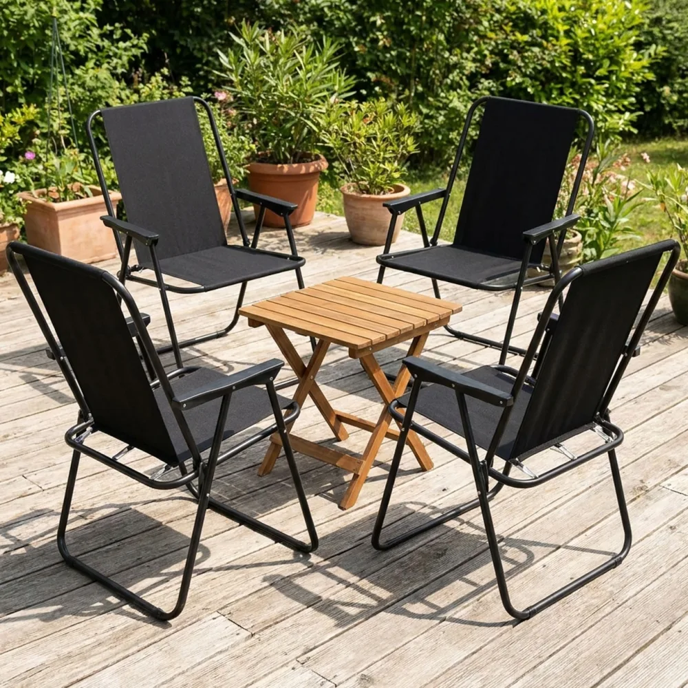 4er-Set Klappstuhl, 57 x 48 x 42/85 cm, schwarz