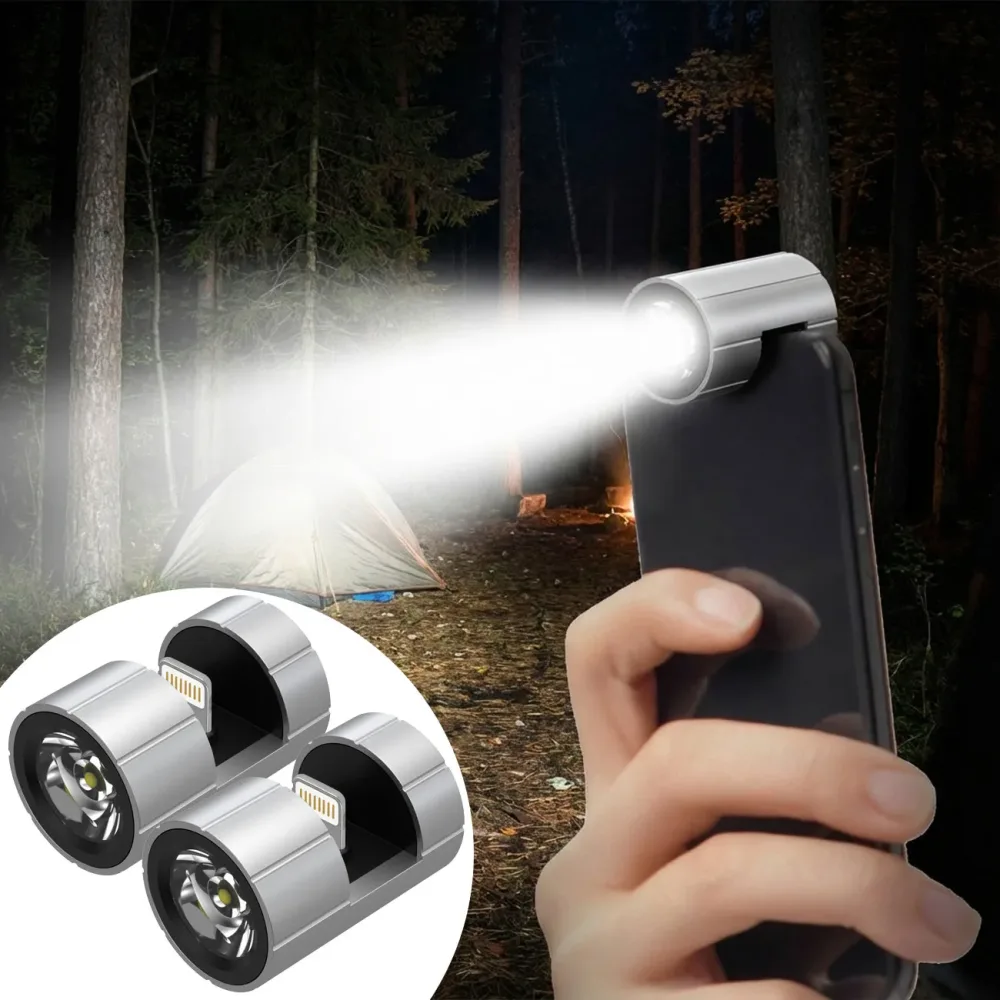 2er-Set Smartphone-Ansteck-Taschenlampe, Lightning-Anschluss, 280 lm