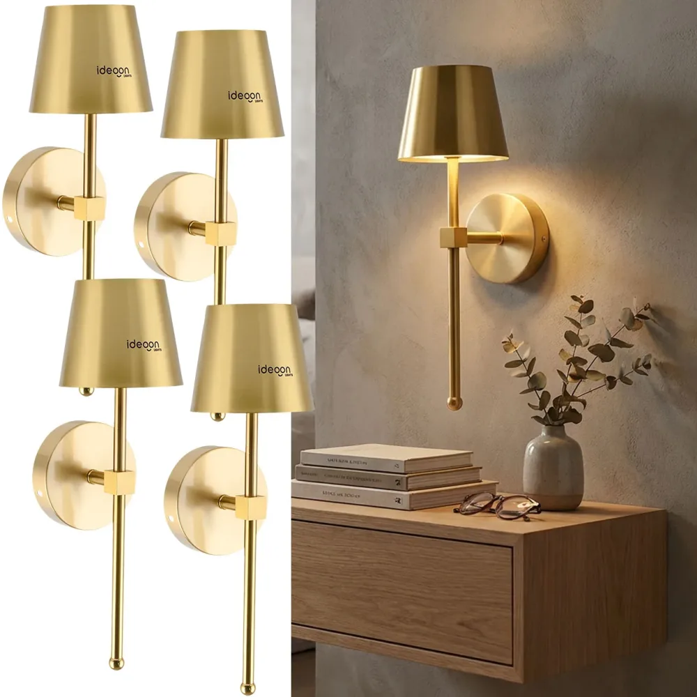4er-Set Kabellose Wandleuchte mit Fernbedienung, gold