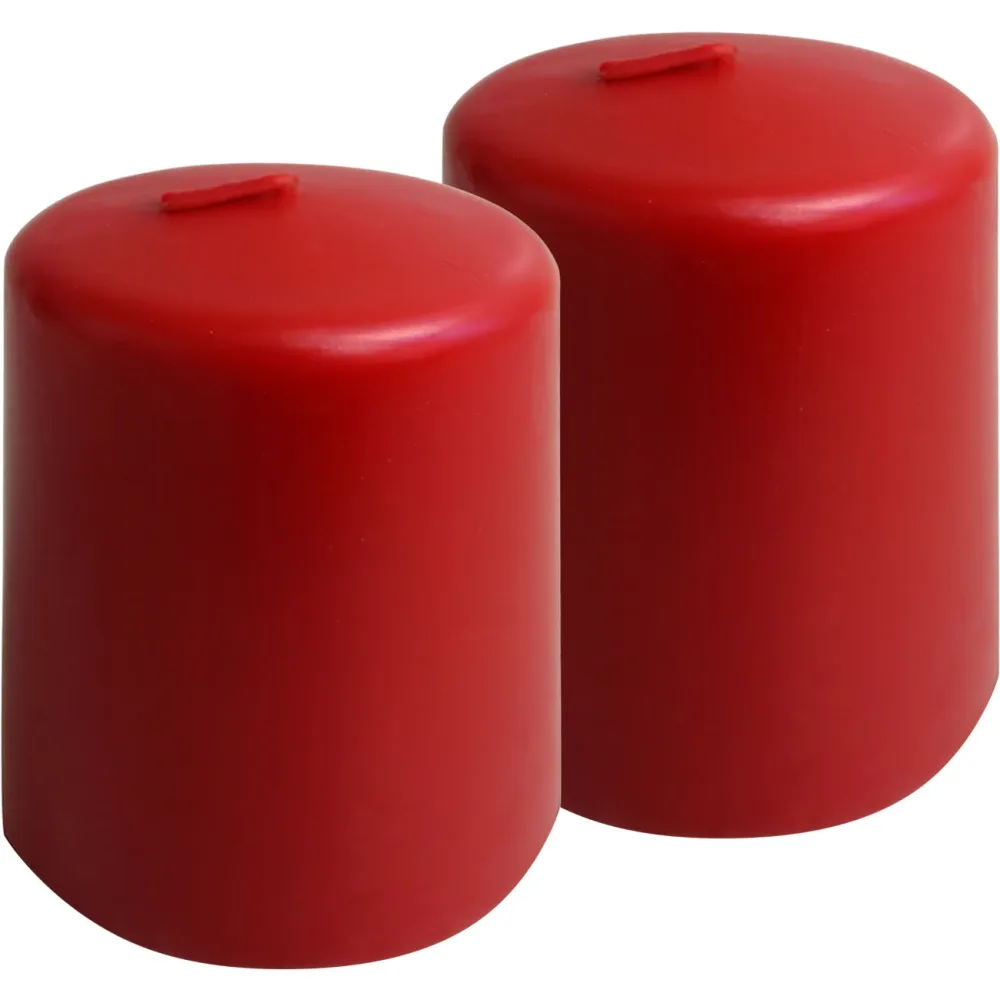 2er-Set Stumpenkerze Rot, Ø 6 x 8 cm