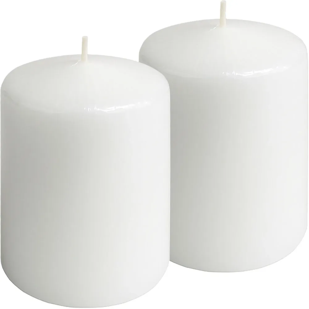 2er-Set Stumpenkerze Weiss, Ø 6 x 8 cm
